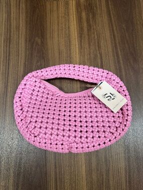 Sincerely Jules Pink Woven Hobo Bag